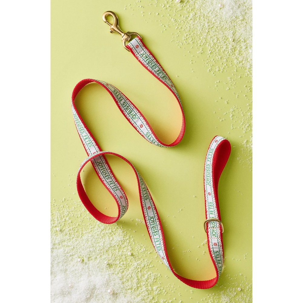 ANTHROPOLOGIE The Bistro Tile Dog Leash: Holiday Edition - Joyeuses Fetes